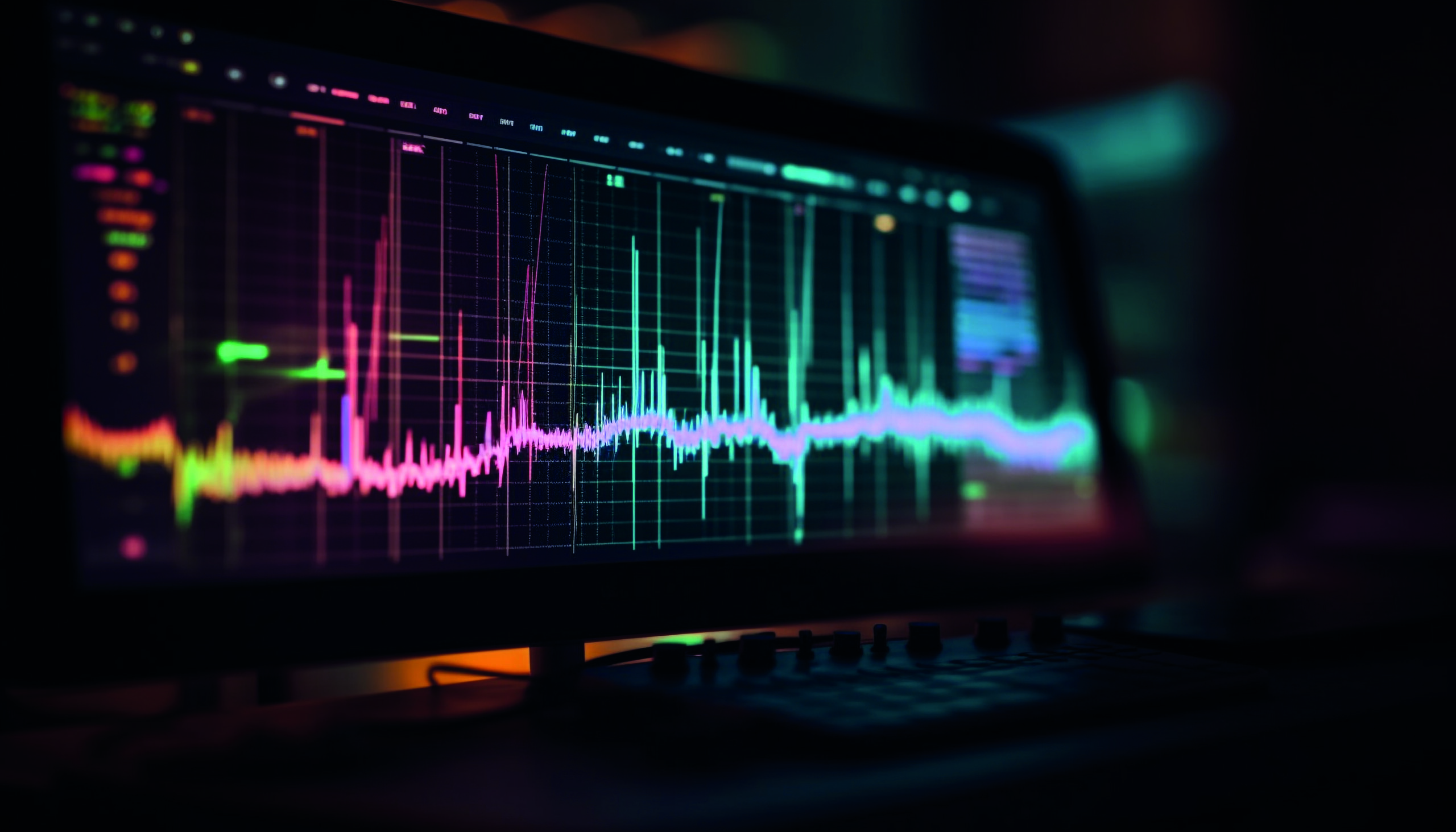Heartbeat pulsating on computer monitor, doctor analyzing generative AI